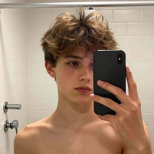 Moody Realistic Adolescent Mirror Selfie