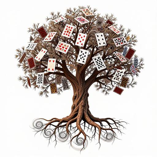 Surreal Tree of Cards and Smoke