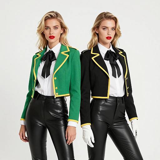 Blonde Women in Bold Leather Fashion