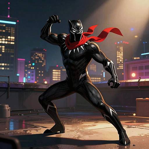 Neo-Noir Black Panther Rooftop Show