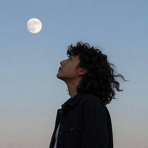 Wind-Blown Hair Under Full Moonlight