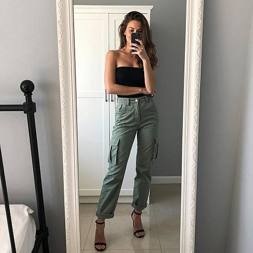 Woman Taking Mirror Selfie in Casual Outfit