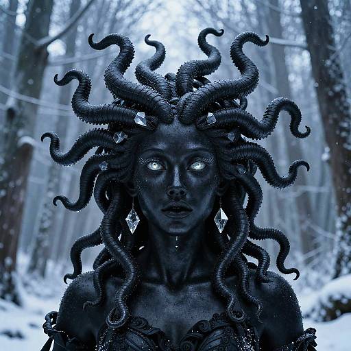 Ethereal Black Medusa in Renaissance