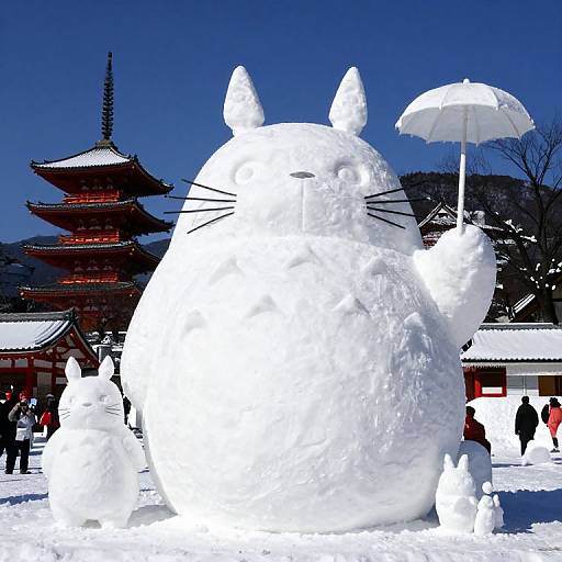 Japan Snow Sculptures Featuring Totoro