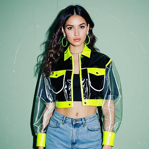 Street Style Woman in PVC Jacket