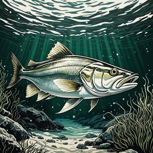 Detailed Vector Illustration of Snook Fish Underwater