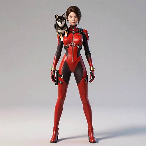 Radiant Petite Ninja with Puppy