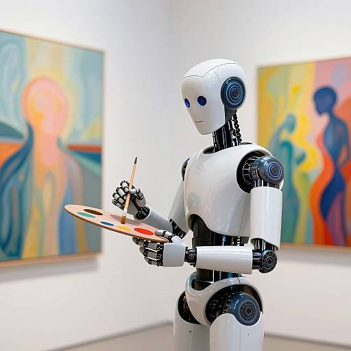 Humanoid Robot Creating AI Art