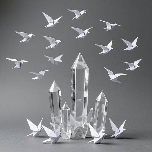 Origami Birds Forming Paper Spires