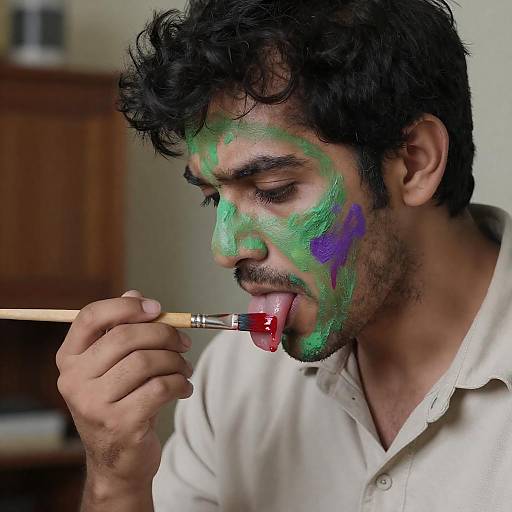 Vibrant Artist in Unconventional Portrait