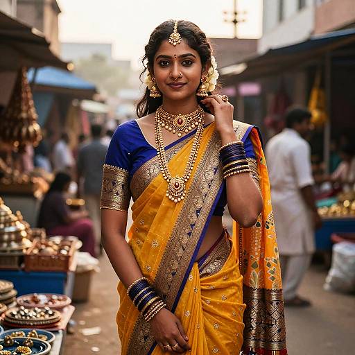 Graceful Indian Girl in Vibrant Market