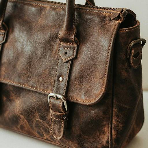 Nostalgic Weathered Leather Satchel Macro