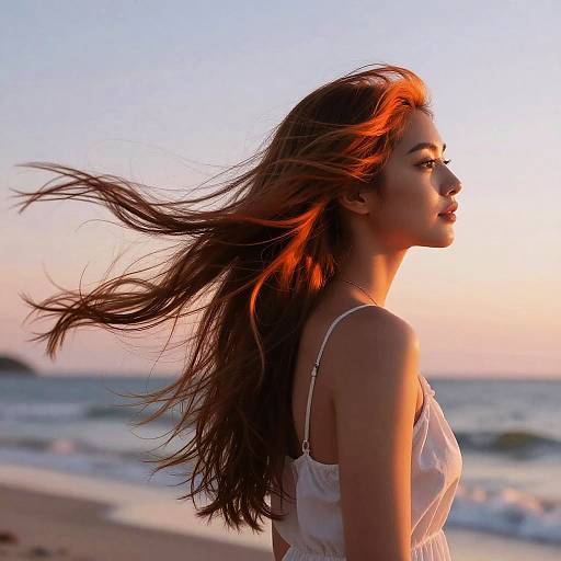 Vibrant Half-Brown Half-Orange Hair at Dawn