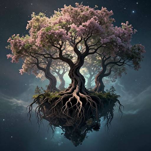 Surreal Floating Forest Digital Art