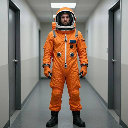 Man in Orange Astronaut Suit