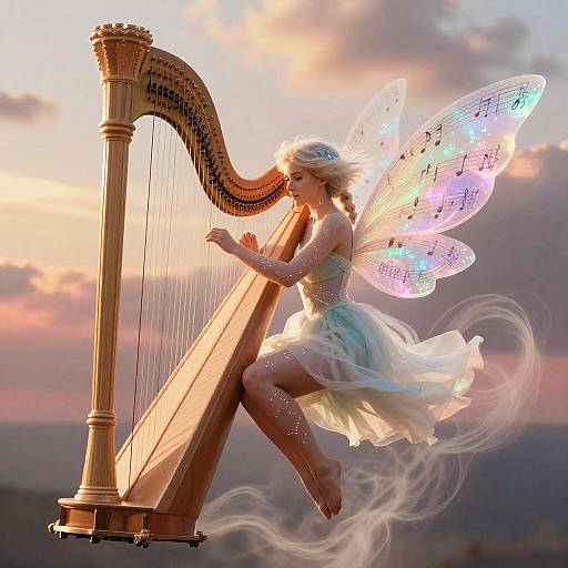 Astral Harpist Fae at Golden Hour