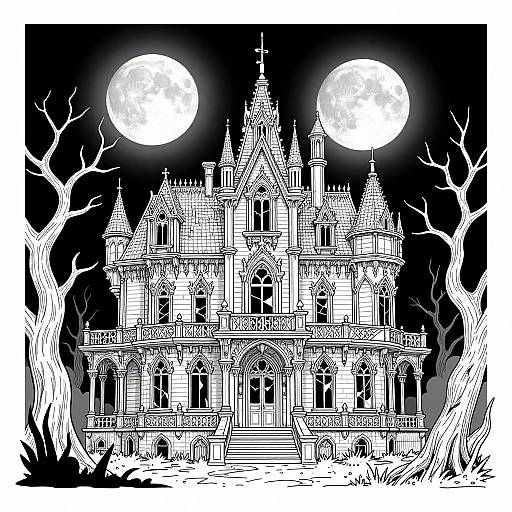 Gothic Mansion Vector Illustration