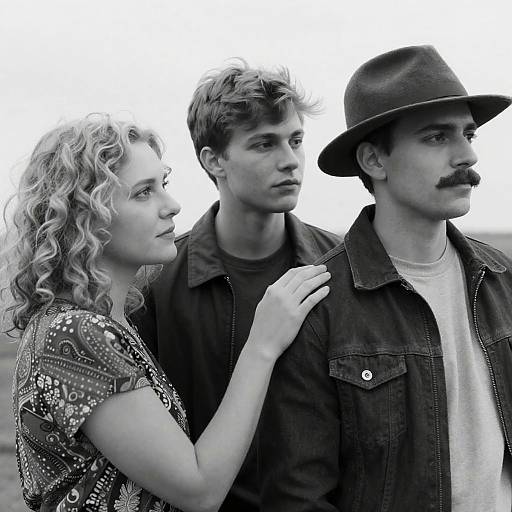 Candid Black and White Portrait of Three