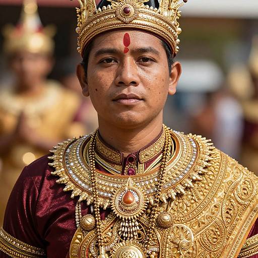 Temple Ceremonial Attire Close-Up