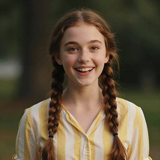Teenage Girl with Braided Hair Smiling