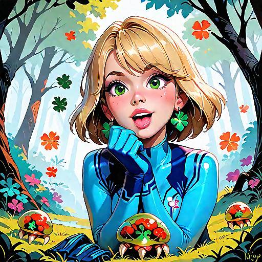 Celtic Zero Suit Samus with Clover Metroids