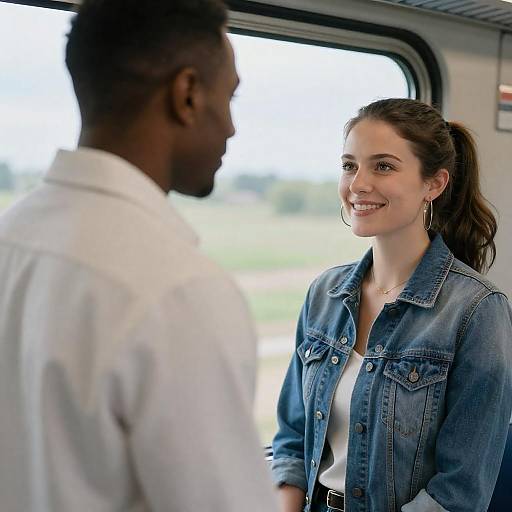 Candid Train Moment Between Two Friends