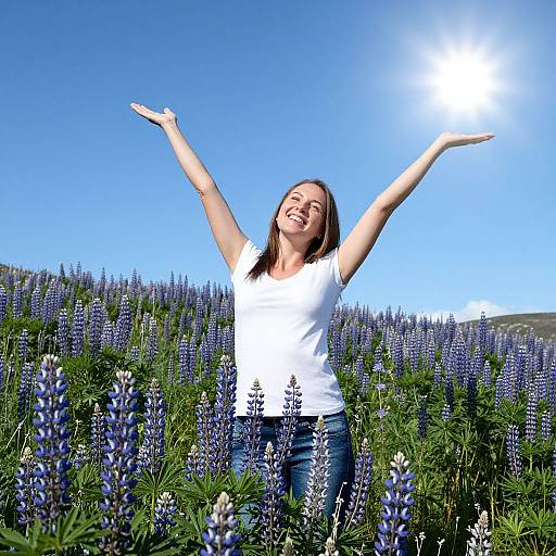 Happy Woman in Alaskan Summer Bloom