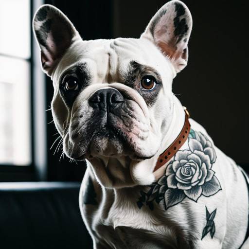 Tattooed French Bulldog Portrait