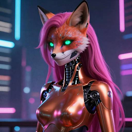 Elegant Cyberfox in Neon City