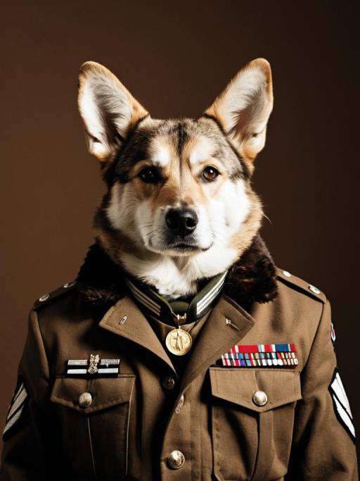 Realistic Military Dog in Uniform