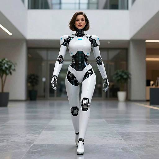 Futuristic Female Android Walking