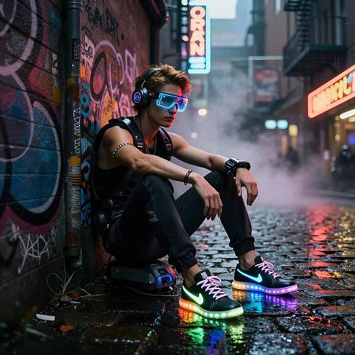 Futuristic Neon Circuit Runner Mouse