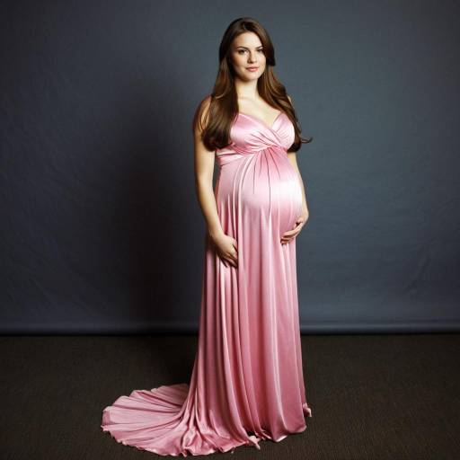 Pregnant Woman in Pink Maternity Dress