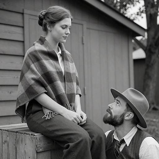 Vintage Black and White Portrait Scene