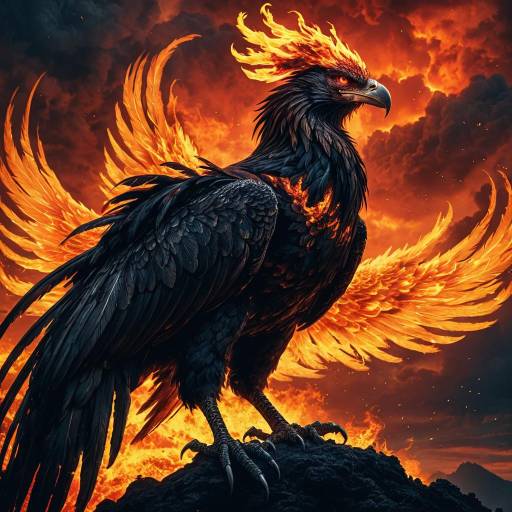 Mythical Phoenix with Flaming Feathers