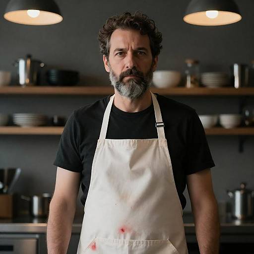 Focused Chef in Modern Kitchen Setting