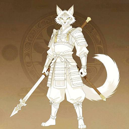 Anime Lynx Samurai Warrior Portrait