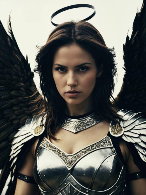 Woman in Warrior Angel Costume with Halo