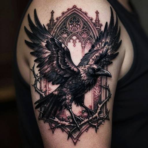 Gothic Raven Tattoo Design
