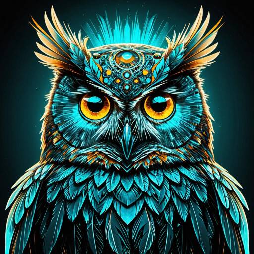 Cybernetic Owl with Iridescent Glow