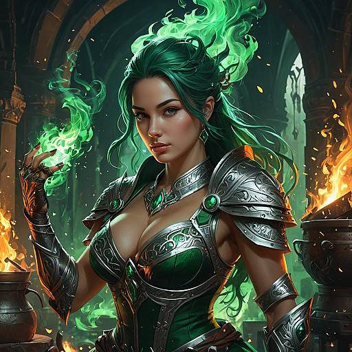 Goddess of Iron Smithing with Green Fire