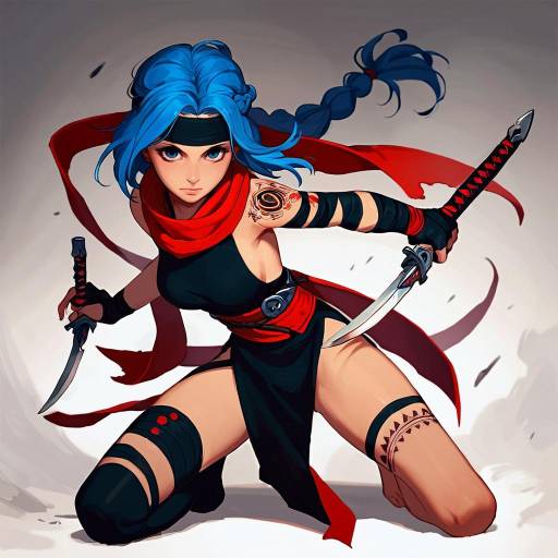 Ninja Girl with Dual Wielding Knives