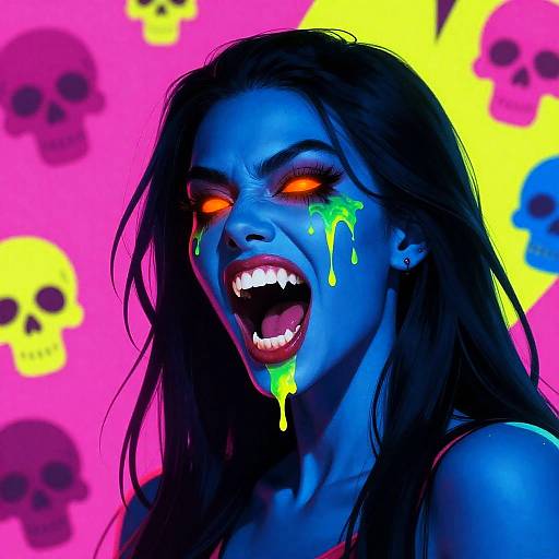 Vibrant Pop-Art Eerie Woman