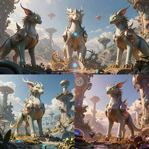 Fantasy Landscape of Mythical and AI Fusion