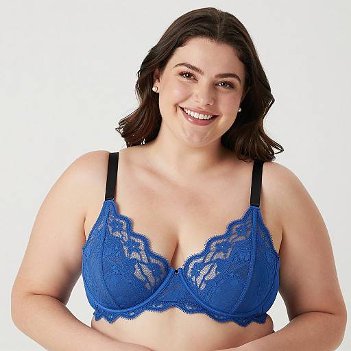Confident Plus-Size Woman in Blue Lace
