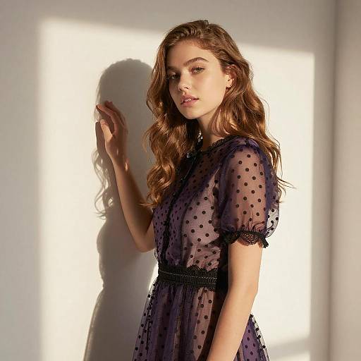 Sunlit Portrait of Woman in Purple Dress