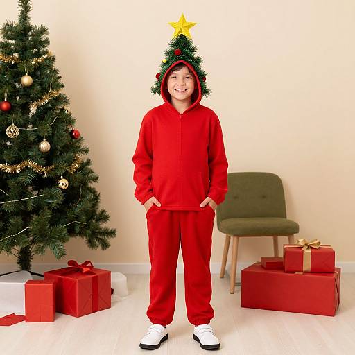 Boy in Christmas Tree Costume