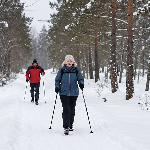 Senior Nordic Walking in Finnish Winter
