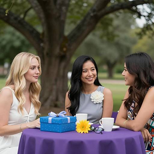 Outdoor Gathering of Three Women