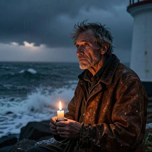Haunting Portrait of Solitary Lighthouse Keeper